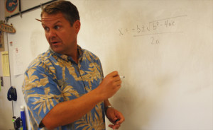 Math teach Don Gornto teaches a lesson to his Analysis and Functions class Aug. 10