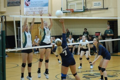 Junior Taylor Kelley goes in for a kill in a match against Central Catholic.