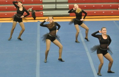 Varsity members Keiran Sheridan, Hope Daughtry, Erin Sheridan, and Brady Kelsey perform in a December dance competition. 
