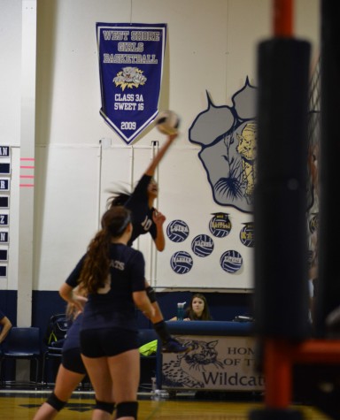 Giao Huynh spiking the ball.