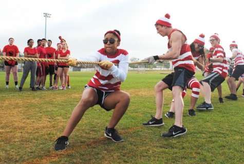 Members of Whitacre’s Waldos participate in the tug of war contest during the 2016 Wildcat Challenge.