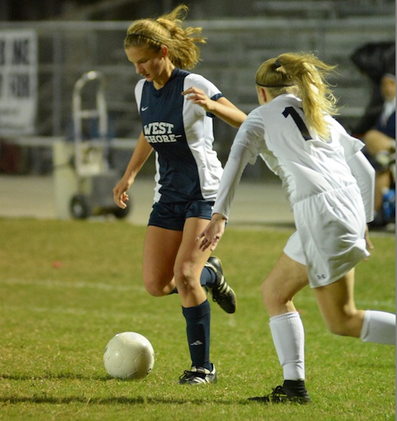 Junior Samantha Intille scored one of five goals Monday night against Rockledge.