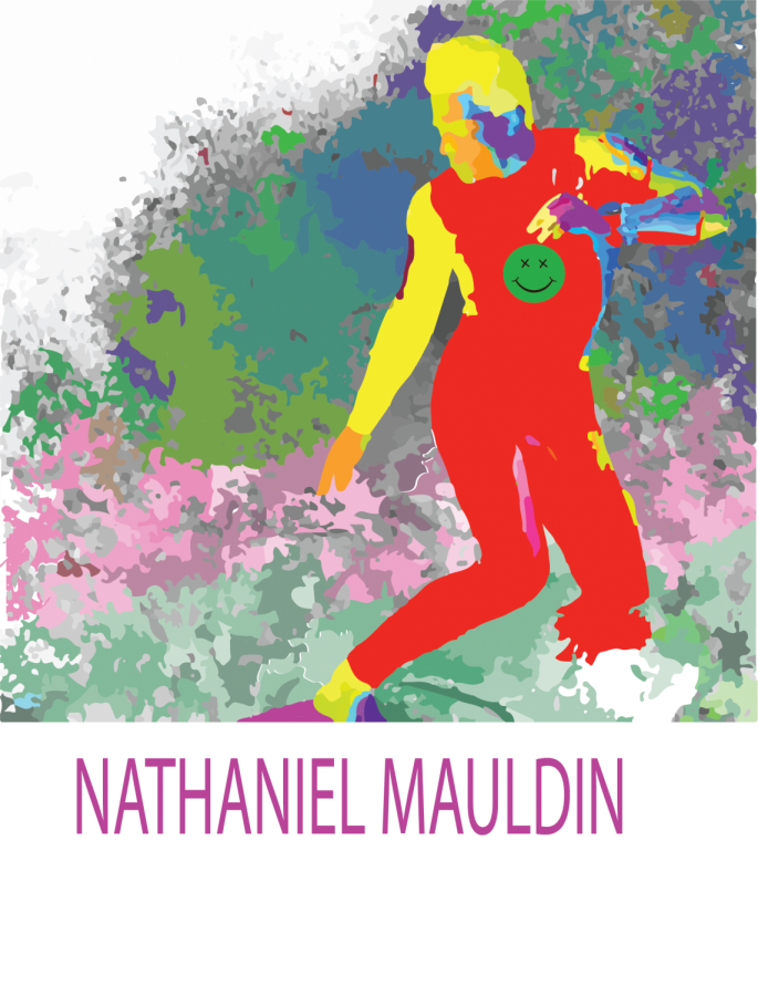 Sophomore Nathaniel Mauldin creates designs for T-shirts.
