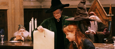 The sorting ceremony as portrayed in the 2001 film “Harry Potter and the Philosophers Stone.”