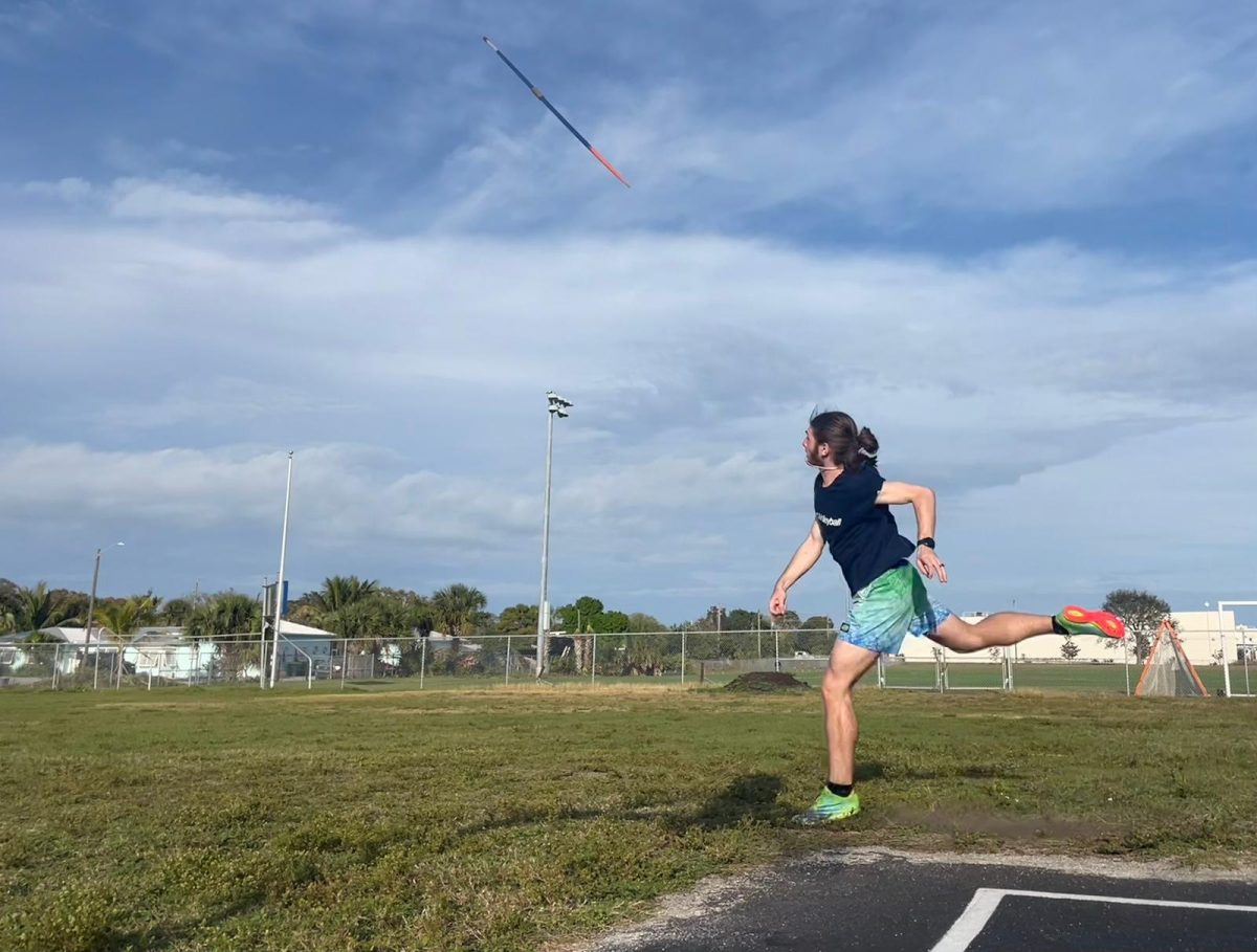 Alexander Pollan throws a javelin at an early morning West Shore track and field practice. Pollan expressed his passion for track and field, and said, “I’ve been extremely fortunate to be able to contribute so much to the team in my first year of the sport”.