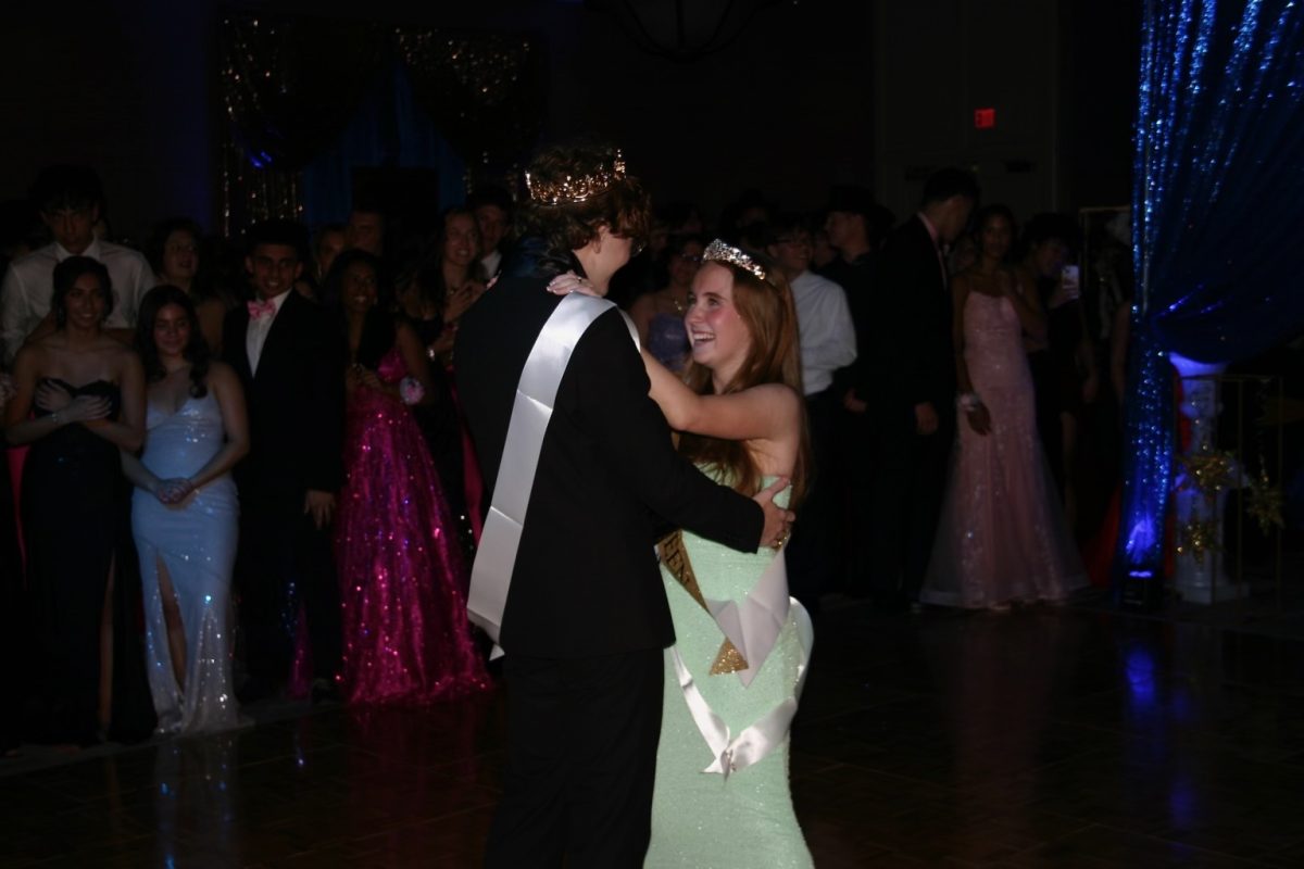 Seniors Anna Vittitoe and Dawson Jenkins slow dance after being crowned the West Shore Prom King and Queen of 2024. “It was a really fun moment,” Anna said. “We weren’t expecting people to vote for us so, when they called our names we were really surprised.”