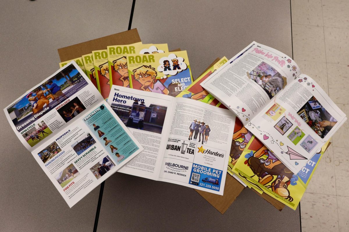 The first issue of the "Roar" news magazine was distributed to fourth period classes on Oct. 29. If you didn't receive a copy and would like one, stop by Mrs. Foster's room 3-104. 