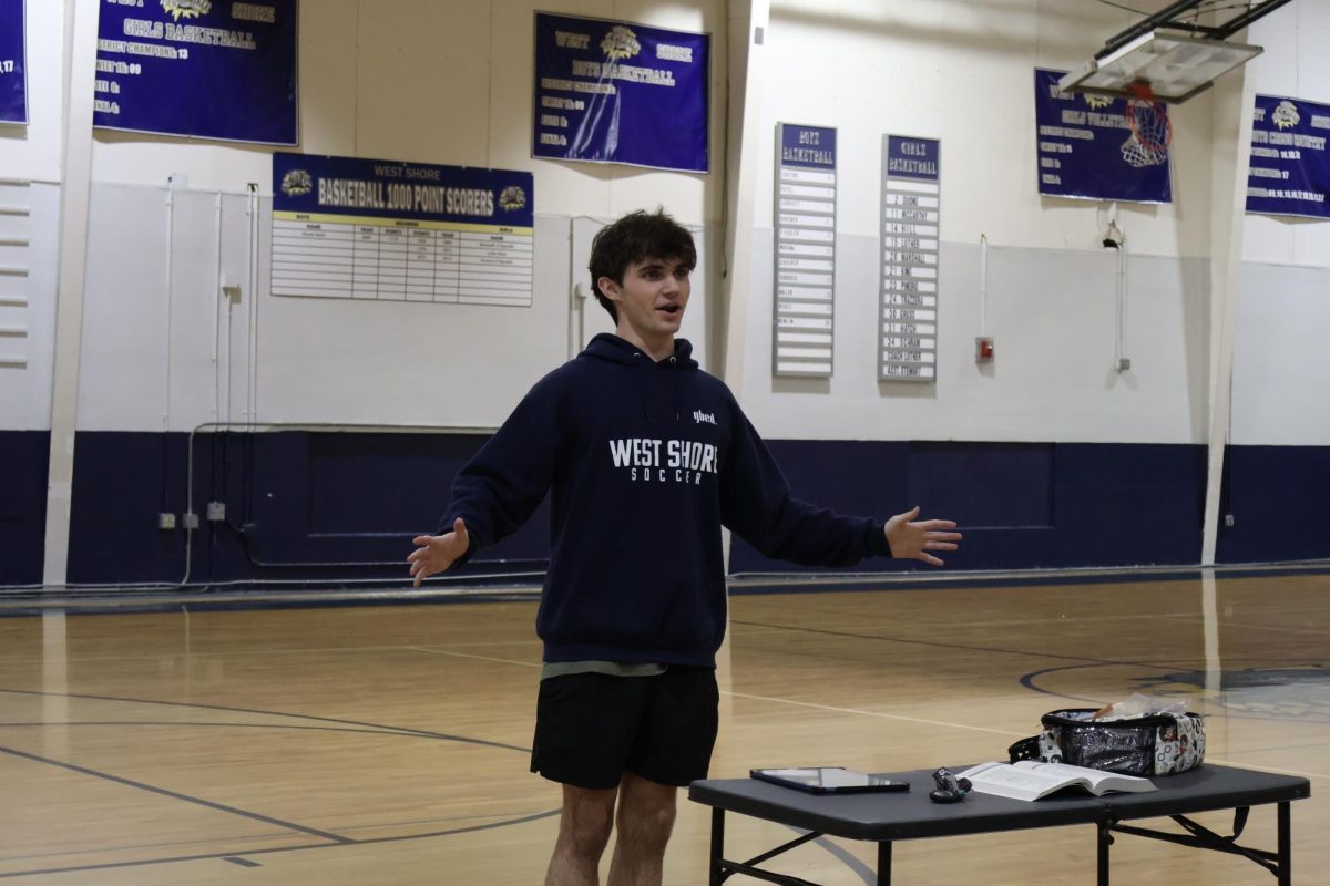 Senior Carter Newlin leads the First Priority club during Power Hour on Thursday, Jan. 16. "I love that people are showing up for the message," Newlin said. "I'm excited to be doing something so meaningful."