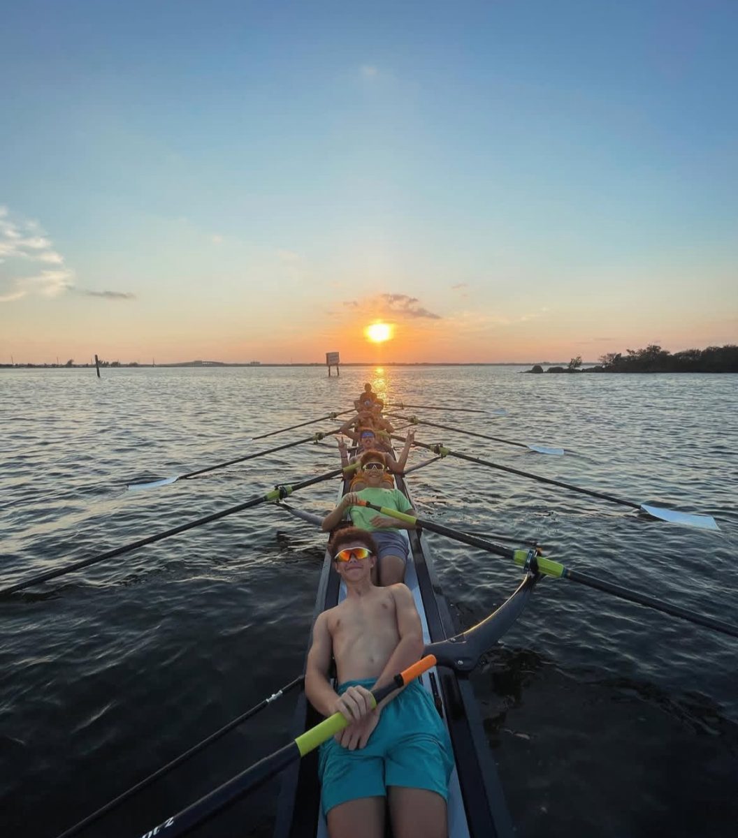 The Space Coast Crew rows during a January practice.