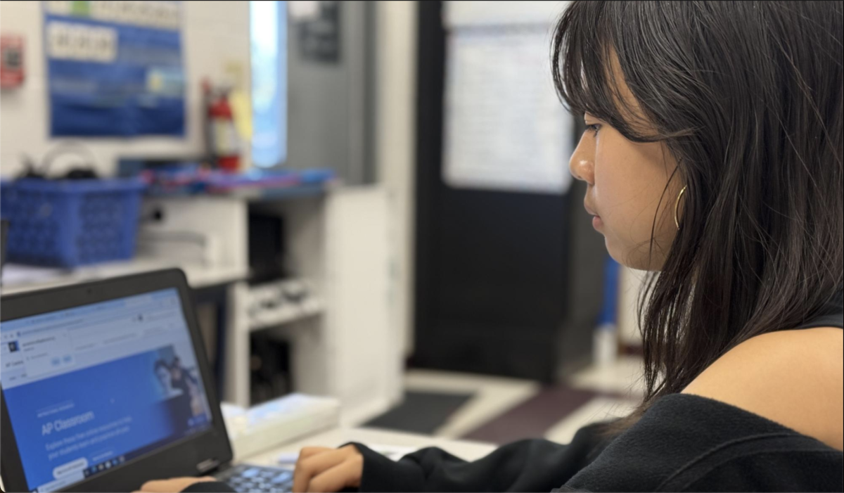 Sophomore Jenny Huang logs into her College Board account.
