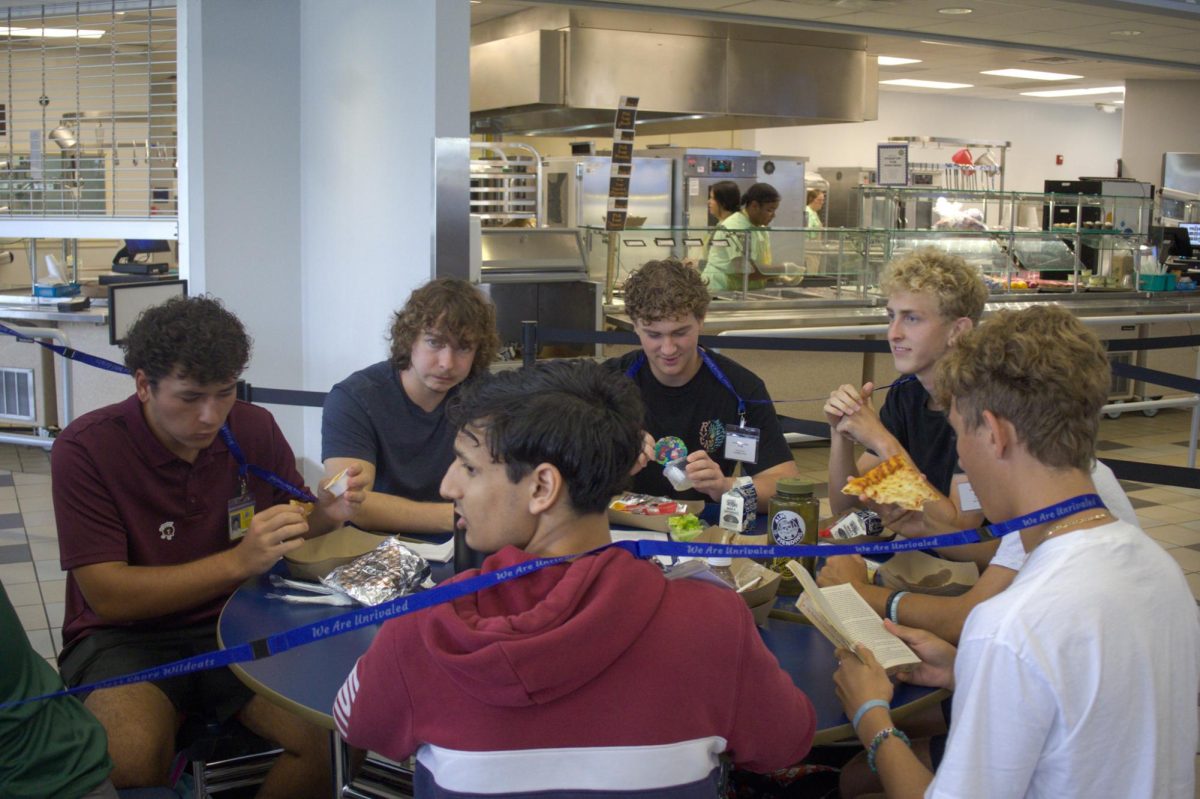 Seniors protest the ID requirement during lunch on Aug. 29.