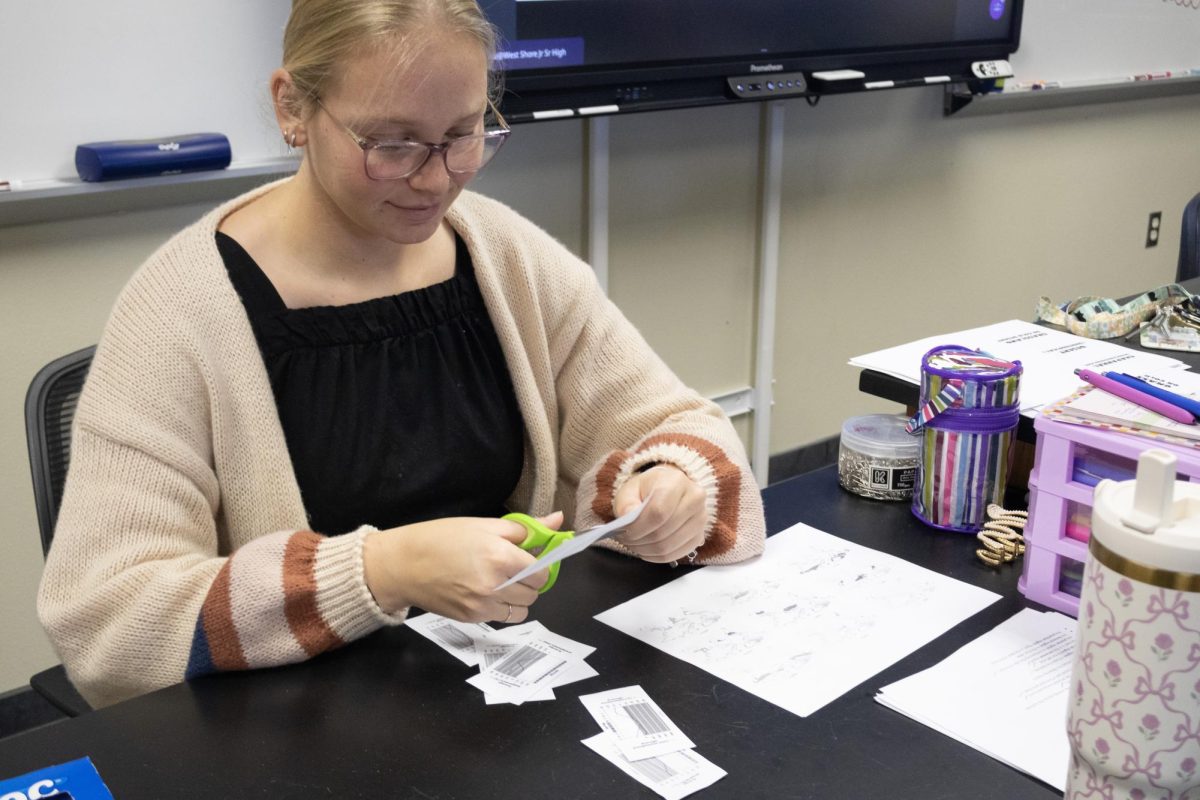 Science teacher Jessica Wagner prepares a project for her students on Aug. 24, 2025.