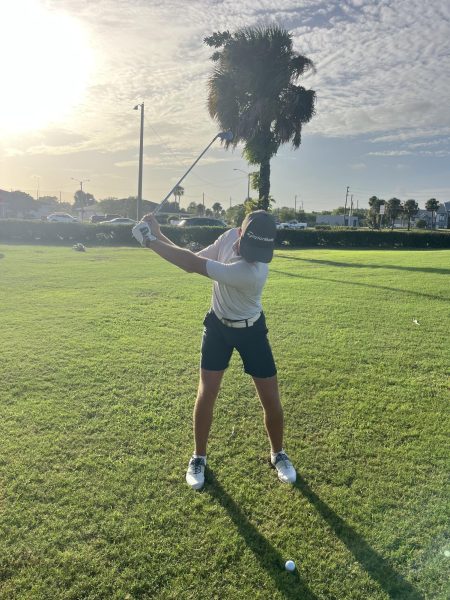 Senior Daniel Boyd prepares to swing during a match.