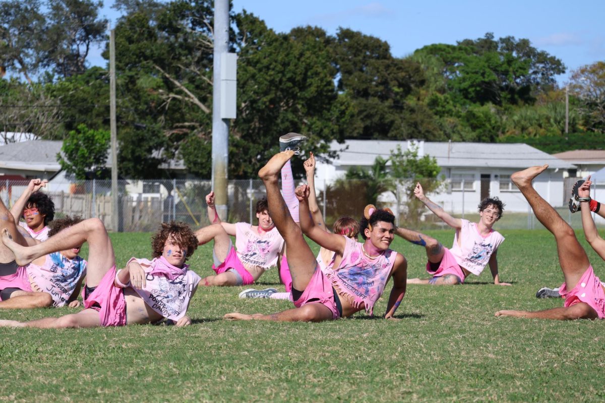 The junior boys perform their dance during halftime on Oct. 17. "The juniors had amazing spirit," Junior Class President Matthew Grainger said. "Even though the game didn’t go our way, I think we showed a lot of pride and unity. Next year, I’m confident that we will come back even stronger. My message to the class is to keep that same energy, stay involved and continue supporting each other."
