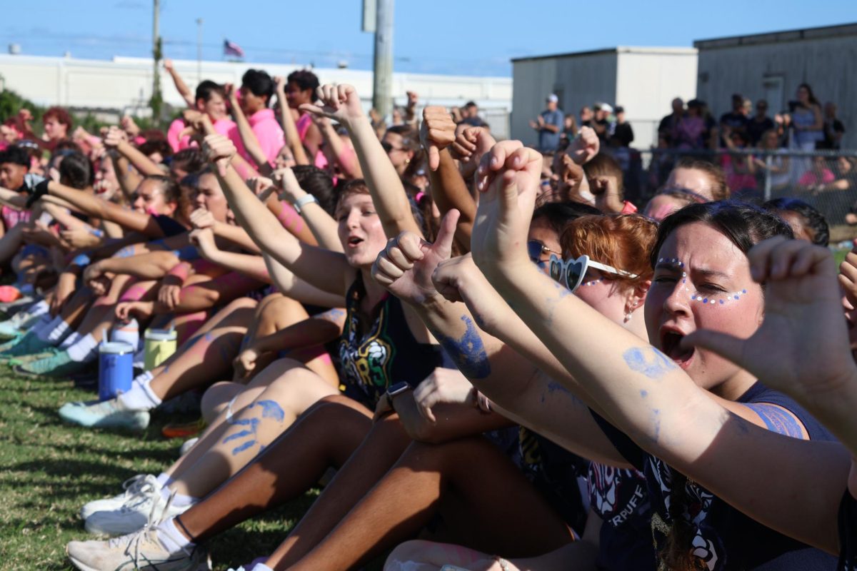 The seniors boo the junior boys' dance performance during halftime on Oct 17. "Honestly, the juniors should take notes," senior Jacob Fine said. "I’ve never seen West Shore with this much spirit. The scoreboard pretty much speaks for itself."
