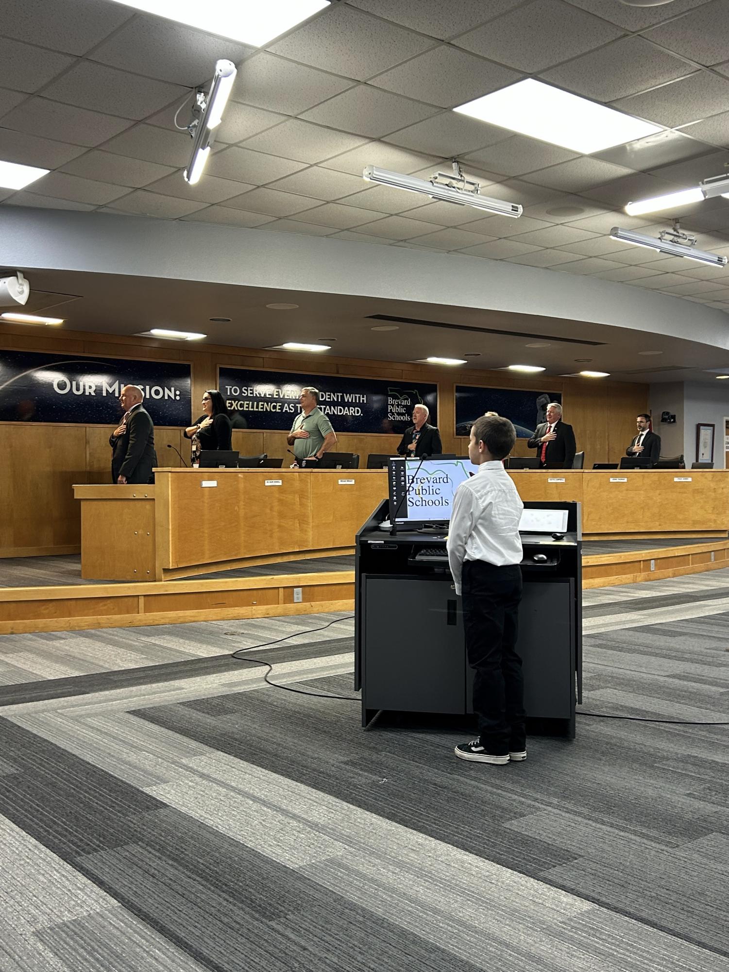 Stevenson Elementary School performed for the the School Board on Aug. 26, performing a dance and
pledging allegience to the United States flag.