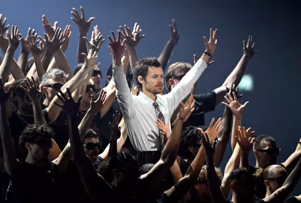 Returning to the stage after almost three years, Harry Styles performs at the annual Brit Awards on Feb. 28.